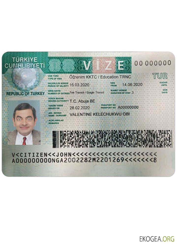 Visa TURQUIE template Visa TURQUIE template